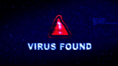 el virus encontró texto ruido digital sacudida glitch distorsión efecto error animación.