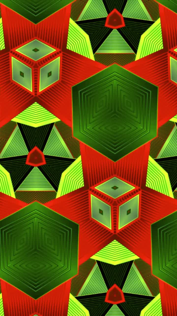 Motivo geometrico astratto dinamico con cubi ed esagoni pulsanti