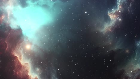 vuelo espacial a través de la nebulosa en el universo con estrella