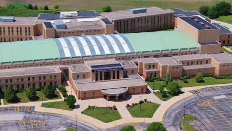 aerial view of a high school