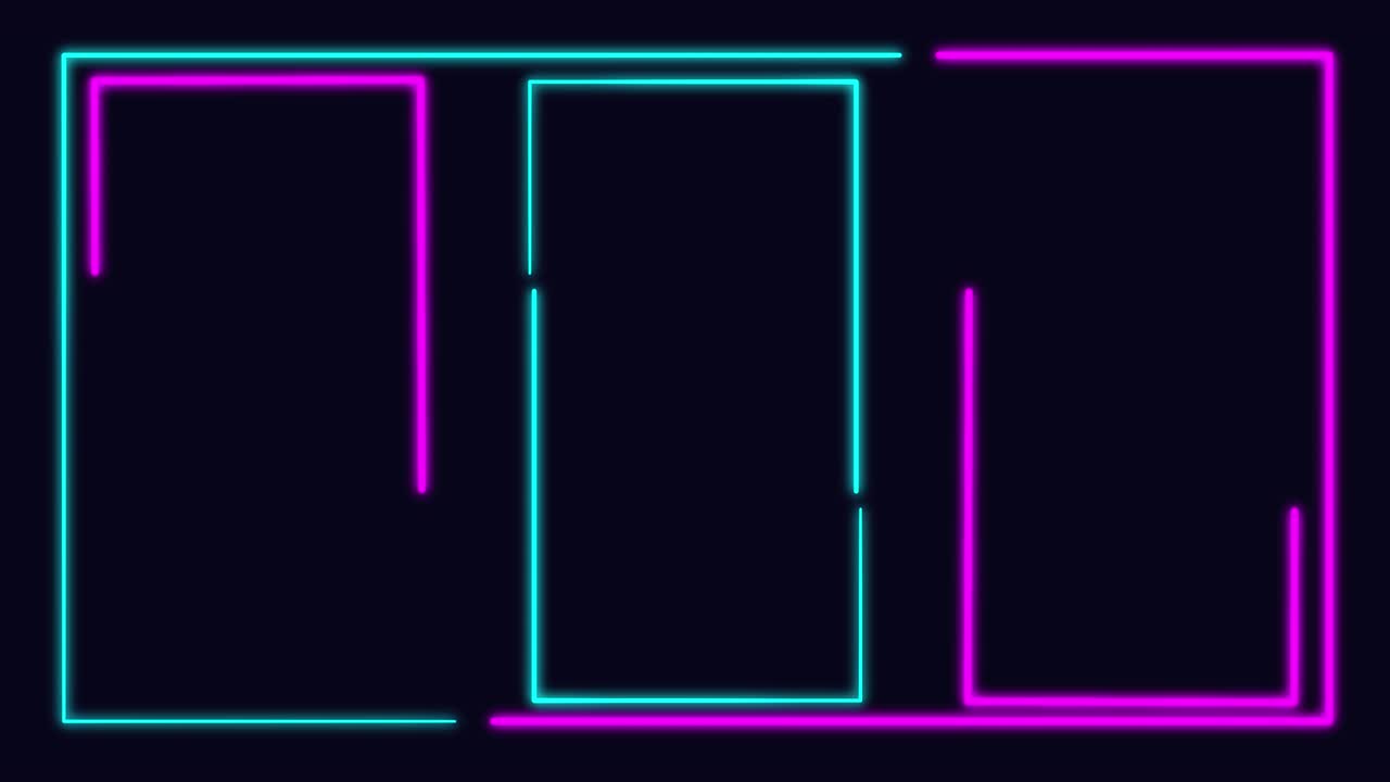 fondo sin costuras abstracto espectro de bucle de espectro azul púrpura animación luz fluorescente uv 4k línea de neón brillante modelo de caja de neón de fondo abstracto web.