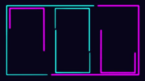 fondo sin costuras abstracto espectro de bucle de espectro azul púrpura animación luz fluorescente uv 4k línea de neón brillante modelo de caja de neón de fondo abstracto web.