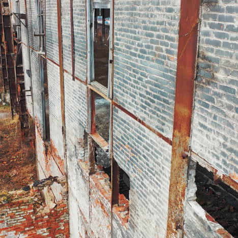 ruins of an old factory. old industrial building for demolition. aerial view