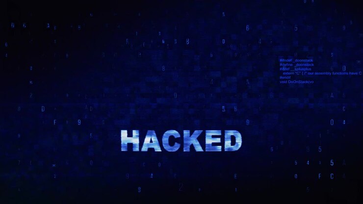 Hacked Warning Sign on Digital Screen
