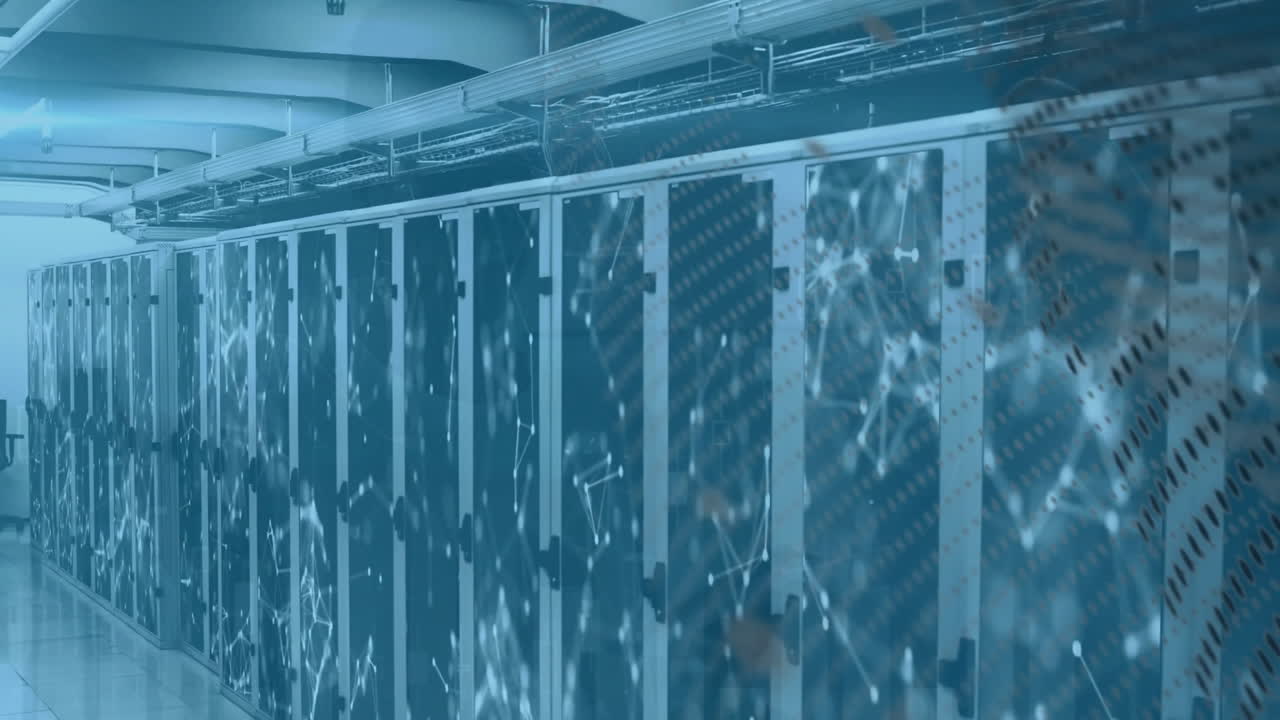 데이터 처리 및 서버  ⁇ 을 통한 연결 네트워크의 애니메이션