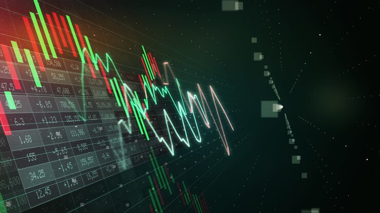 Gráfico do Mercado de Ações, Loop Animado, Vermelho e Verde 02