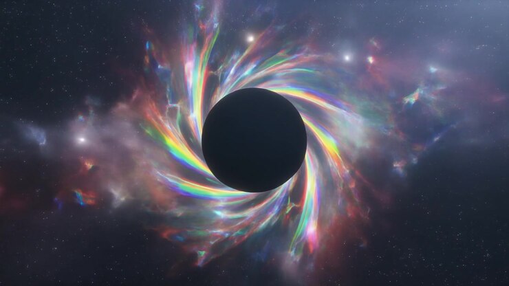 Cinematic Animation of a Rotating Black Hole in Deep Space