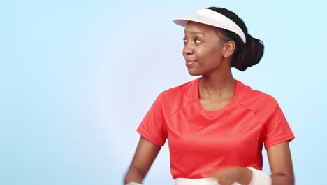 tennis, black woman point and studio sports
