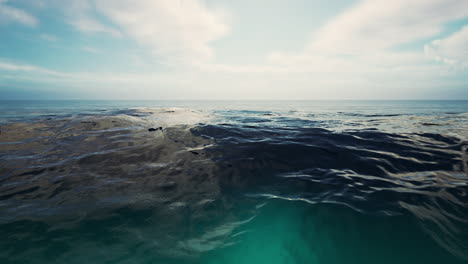 serene ocean view under partly cloudy skies