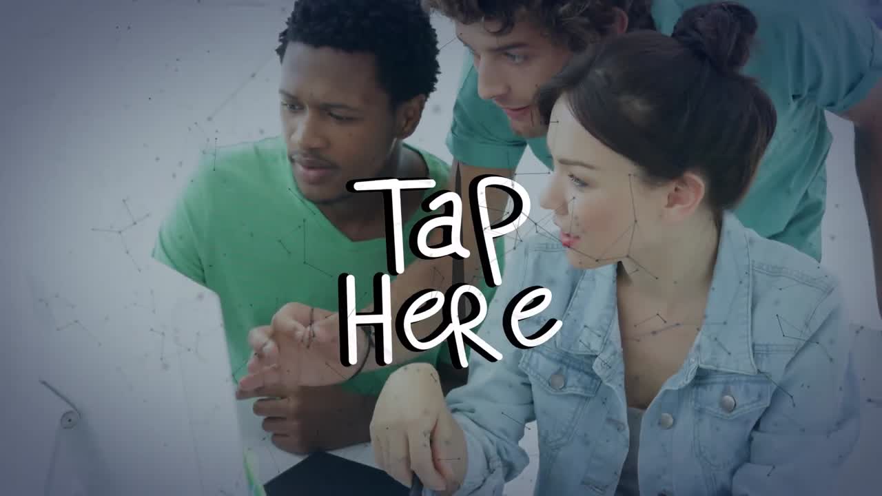 animación de tap aquí sobre diversos compañeros de trabajo masculinos y femeninos en la oficina