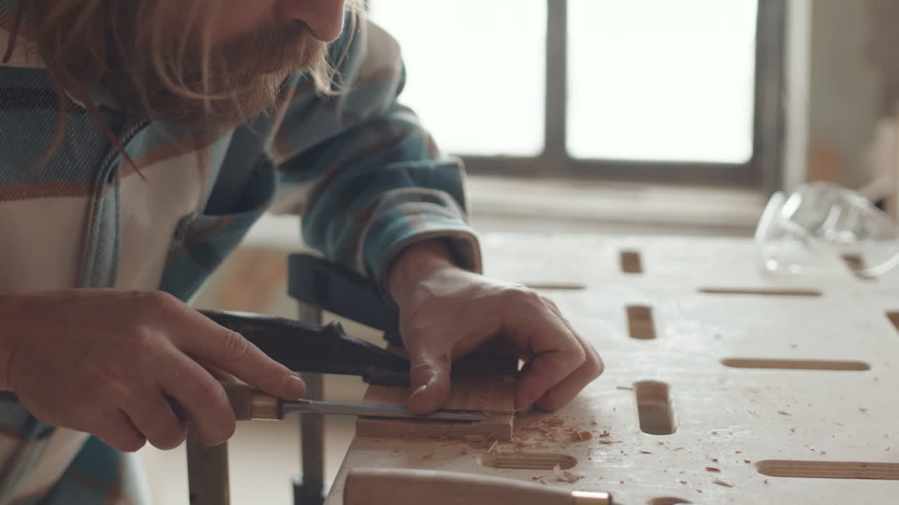 Professional Joiner Working with Wood