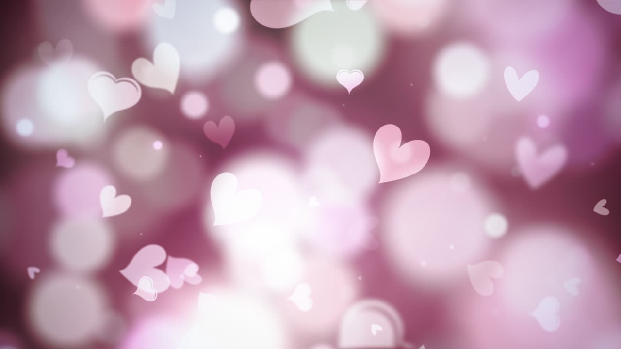 3d hermoso resplandor rosa corazón bokeh y desfocado bokeh fondo de luz. abstracto caída hermoso corazón fondo de animación de bucle 4k para el día de san valentín, día de san valentine, día de la boda