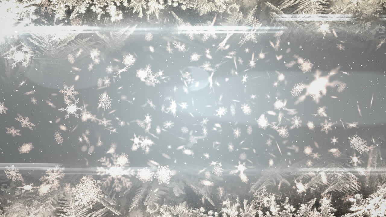 회색 배경에 눈이 떨어지고 빛나는 불빛의 애니메이션