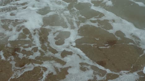close-up of wave flowing over rocky shore