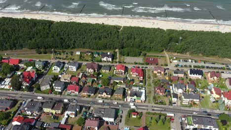 Baltic-Sea,-Aerial-View-of-Chalupy-city-in-Poland-Sandy-Beaches