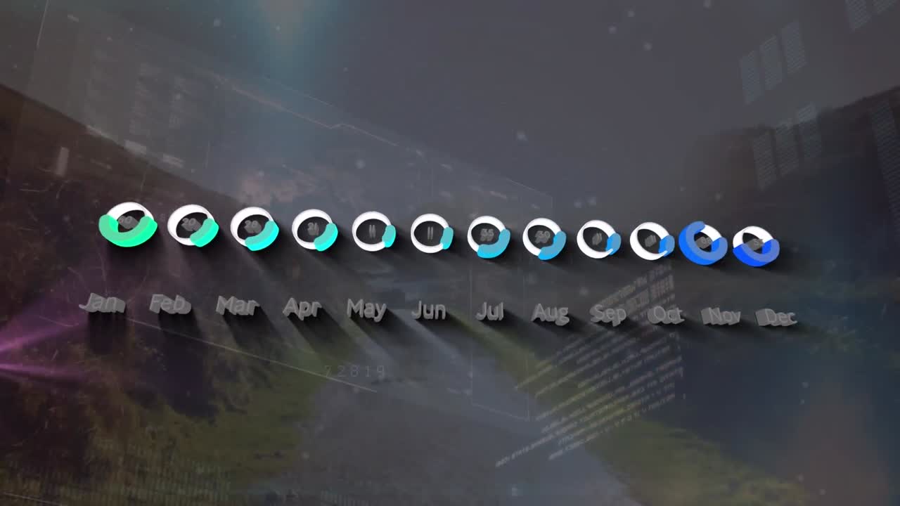 Animation of data processing over landscape