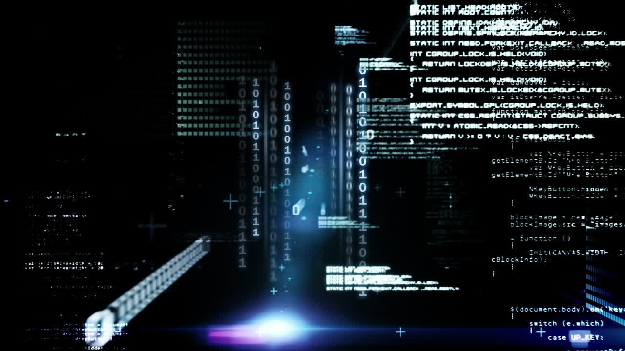 Animation of data processing on black background