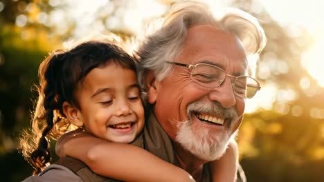 heartwarming video still of a joyful grandfather and granddaughter