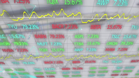 animación del procesamiento de datos financieros y estadísticas a través de una calculadora.