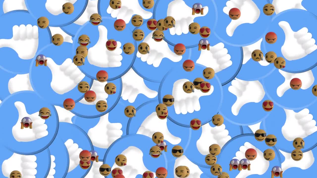 얼굴 이모티콘이 위로 움직이고 엄지손가락이 위로 움직입니다.