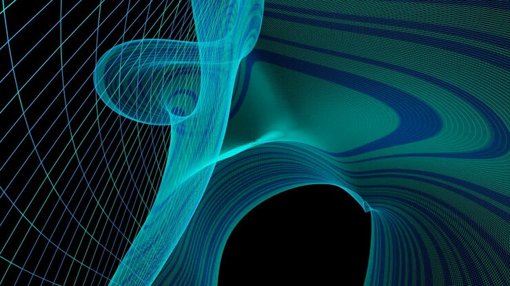 Abstract Teal and Turquoise Geometric Wave Pattern
