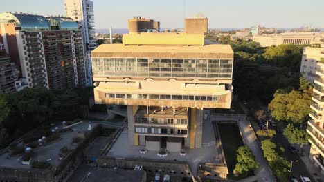 aerial tilt down view of mariano moreno national library in buenos aires