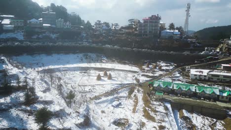 aerial view after snowfall in kufri shimla