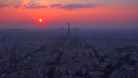 gorgeous high angle view of the eiffel tower and paris at dusk