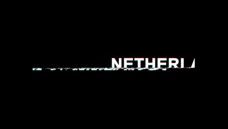 netherlands glitch effect text digital tv distortion 4k loop animation