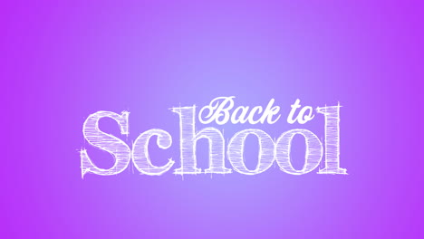 animación del texto de regreso a la escuela sobre un fondo púrpura