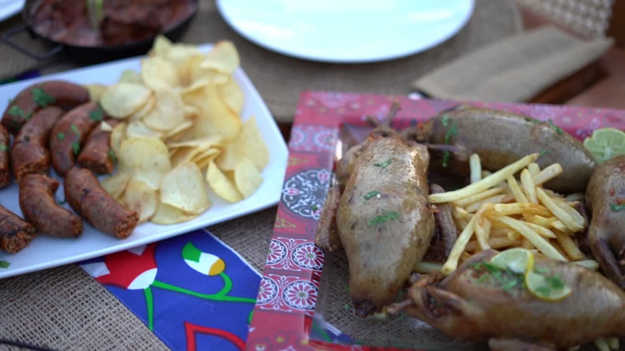 View of a Egyptian lunch, close up shot, high angle shot
