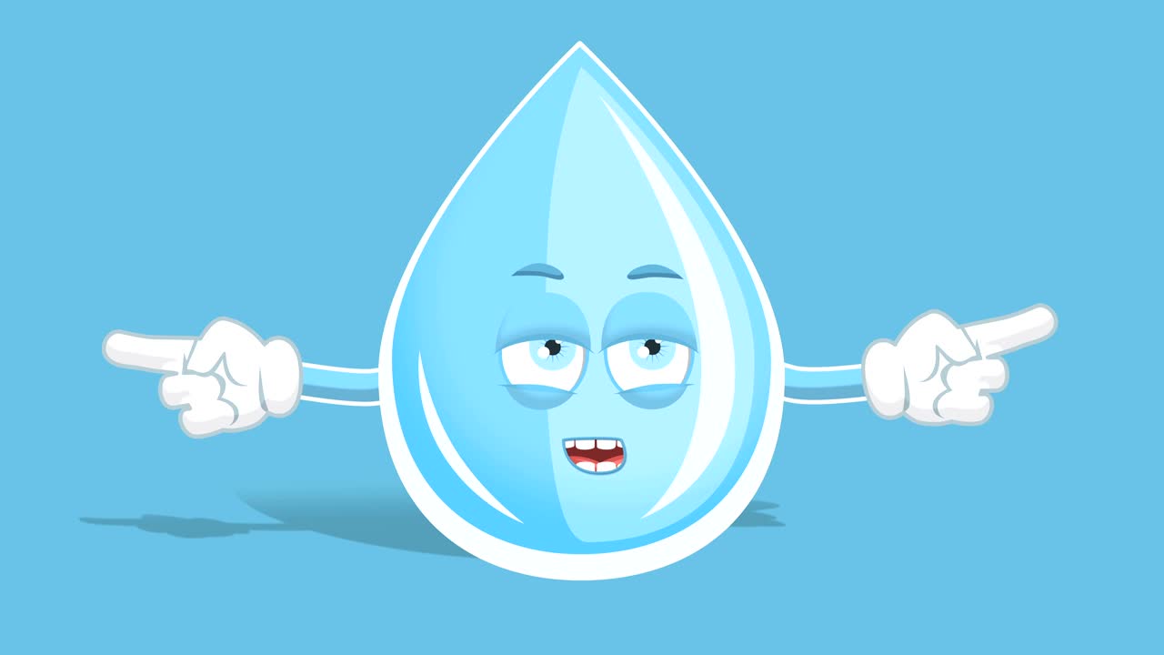 만화 신선한 마실 수 있는 물방울 불행한 이중 측면 포인터 얼굴 애니메이션 알파 매트