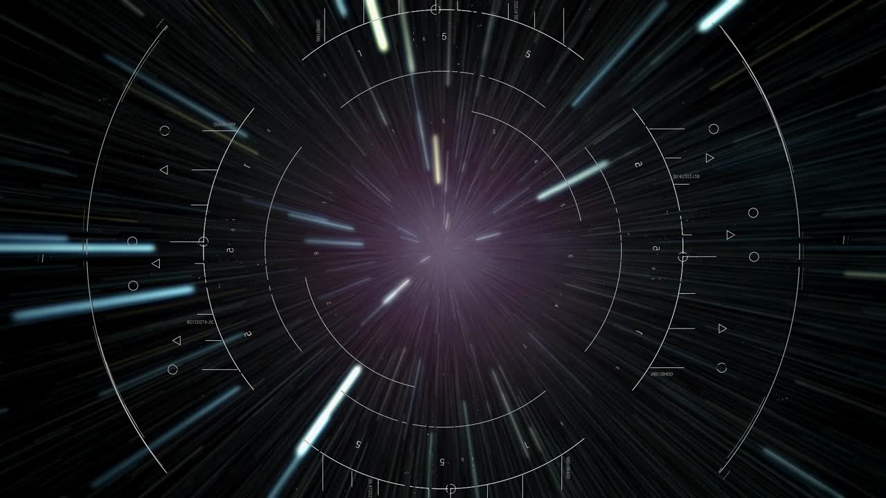 Hud display on hyperspace scanning and analyzing datum with circular target
