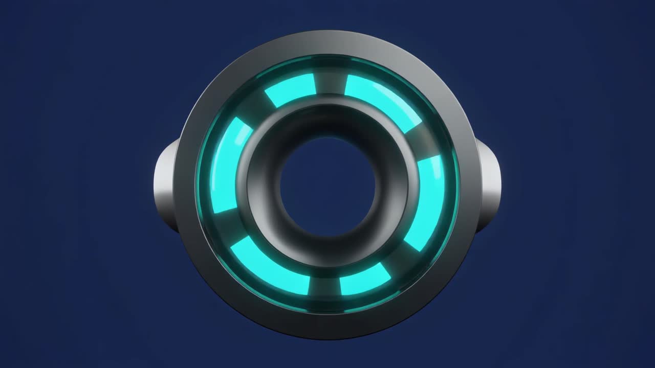 Futuristic Metallic Ring with Glowing Blue Loading Animation