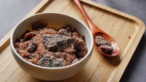 brown sugar crystals in a bowl