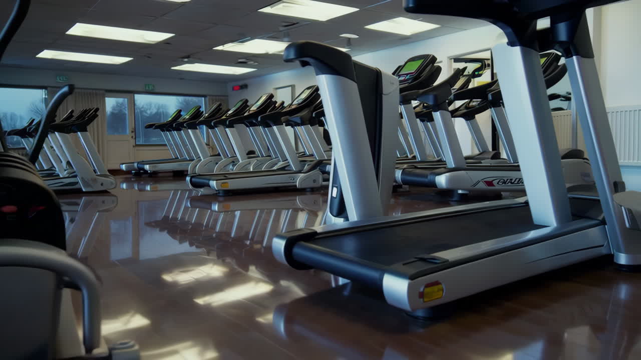 Multiple treadmills in an empty gym