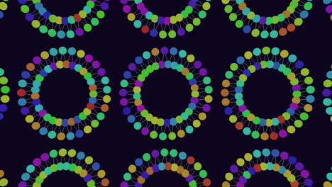círculos coloridos en un patrón simétrico sobre un fondo negro