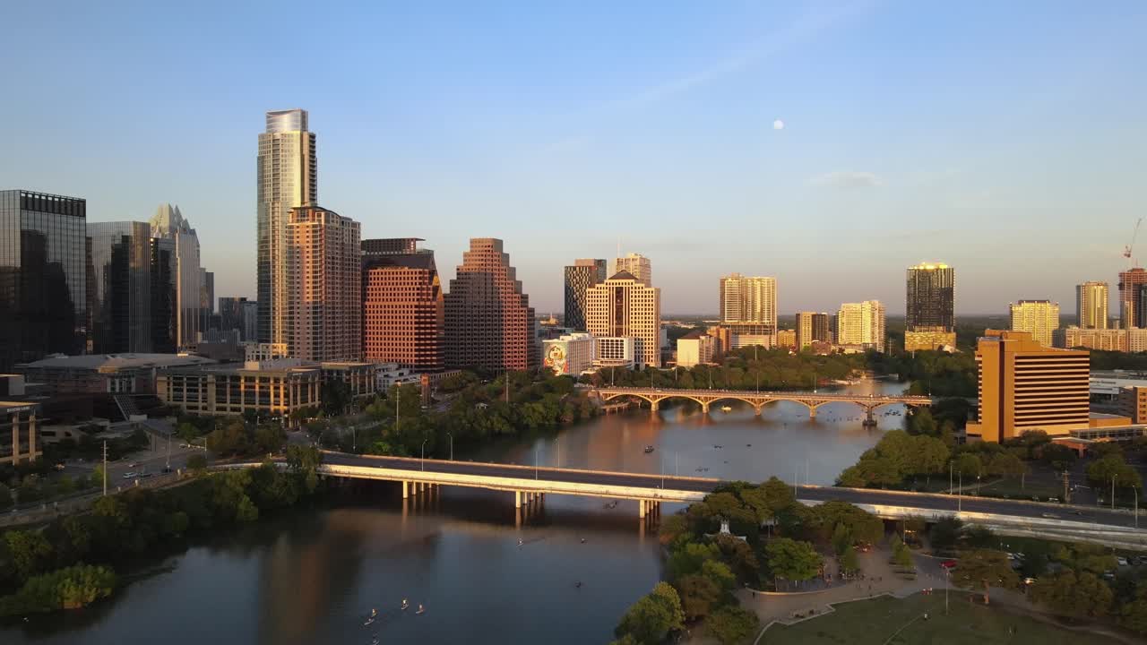 imagens de drone de austin tx, centro da cidade