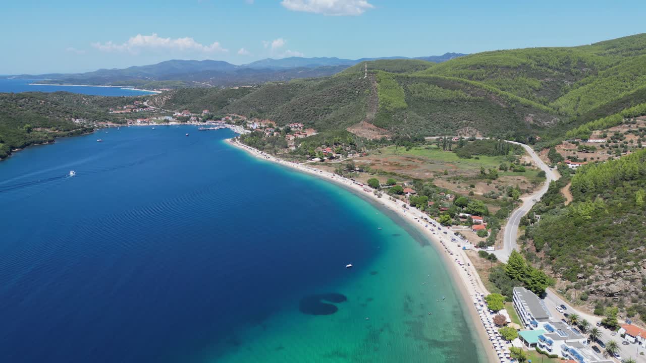 Porto Koufo Beach and Scenic Coastline in Sithonia, Halkidiki, Greece - Aerial 4k