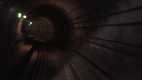 train moving in underground the tunnel