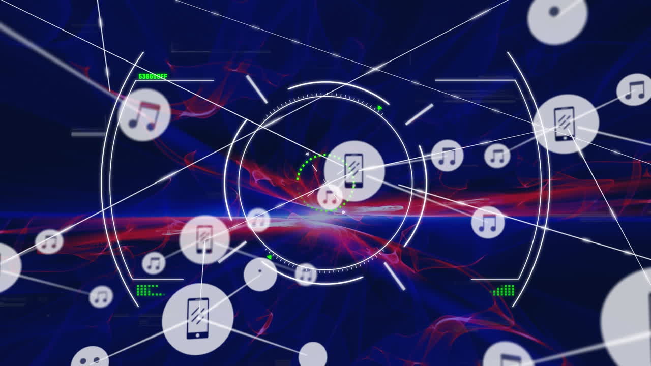 검은 바탕 위의 연결 네트워크의 애니메이션