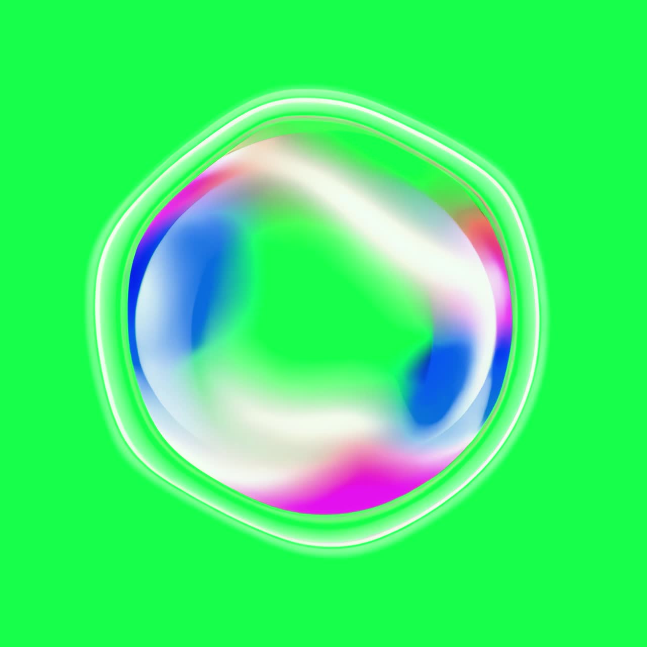 Animazione di una sfera astratta e colorata, video 4K trasparente, green screen