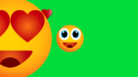 emoticon cara sonriente y pantalla verde de corazón