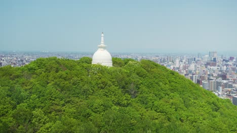 View-Going-Past-The-Peace-Monument-Dome-On-Mount-Moiwa-In-Sapporo-On-The-Ropeway