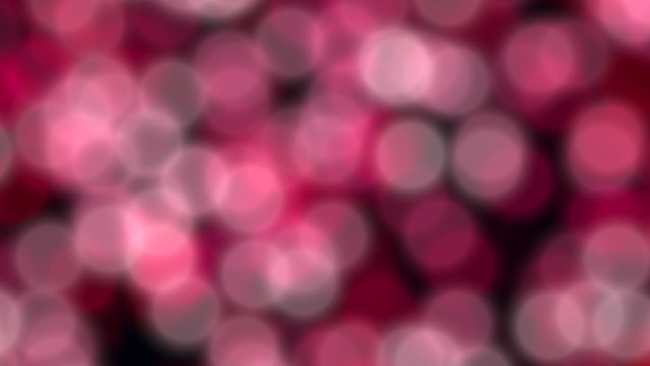 Zachte roze en magenta bokeh-lichtbeelden met subtiel onscherpe cirkelvormige vormen, creërend een elegante abstracte achtergrond, ideaal voor romantische thema's, feestelijkheden, presentaties en videoprojecten.