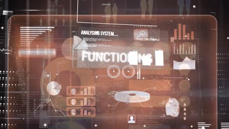 animation of screens with data processing and system analysing