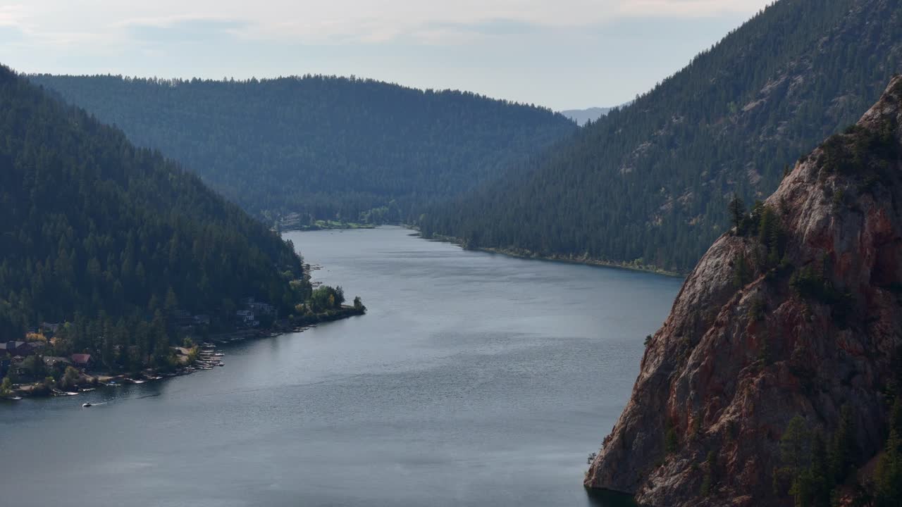 A Drone's Perspective of Gibraltar Rock and Paul Lake, BC near Kamloops