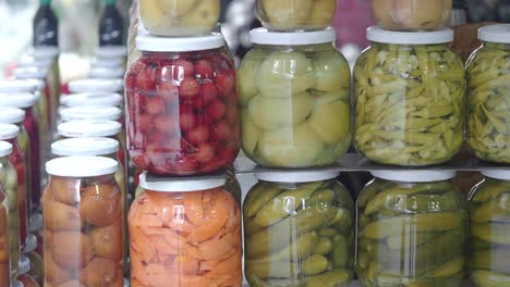 preserved fruits and vegetables at a market