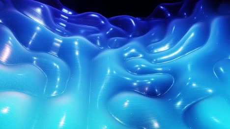 fantastical festive blue bg. stylish abstract looped background, waves move on glossy surface like landscape made of liquid blue wax with sparkles. beautiful soft background with smooth animation 4k