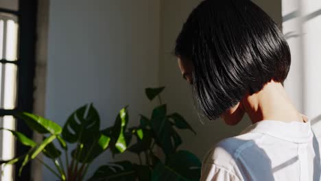 woman smiling in sunlight
